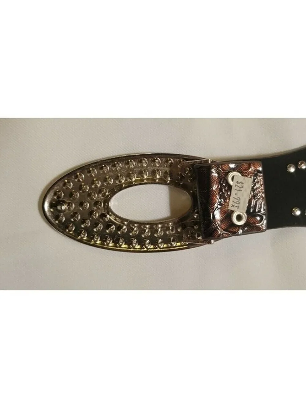 Studded Rhinestone Belt Brown 33